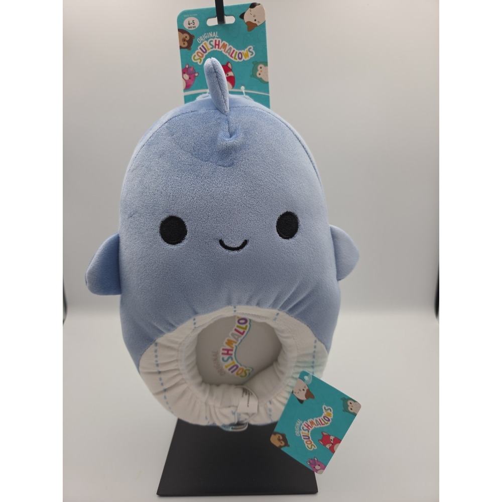 Squishmallow Samir The Whale Plush Slippers Youth Size 4/5 Blue Jazwares NEW